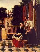 Pieter de Hooch Woman and a Maid with a Pail in a Courtyard oil painting picture wholesale